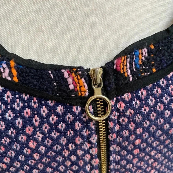 Rachel Rachel Roy Purple Navy Geometric Zip Front Knit Mini Dress Size 6 - Picture 8 of 16